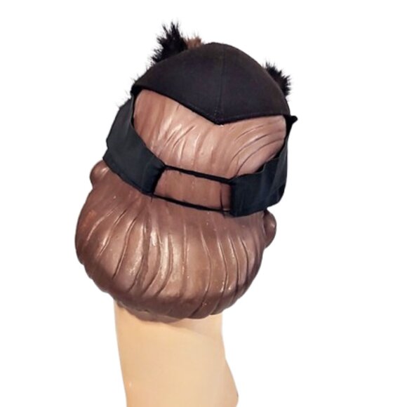 1940s Genuine Vintage Small Brown Tilt Style Hat With Mink Fur Trim - Picture 3 of 6
